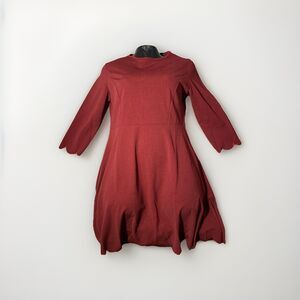 Lunnow Dress Holiday Red Party A-Line‎ Scalloped Valentine's Day Women's Lg Mini